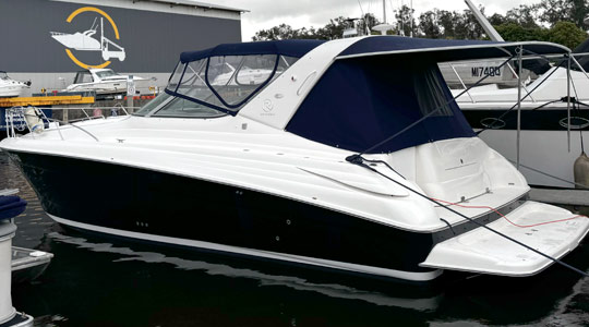 marine covers on boat at the boat works