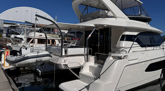 Custom stainless steel marine framework and boat canopy structure built on the Gold Coast.